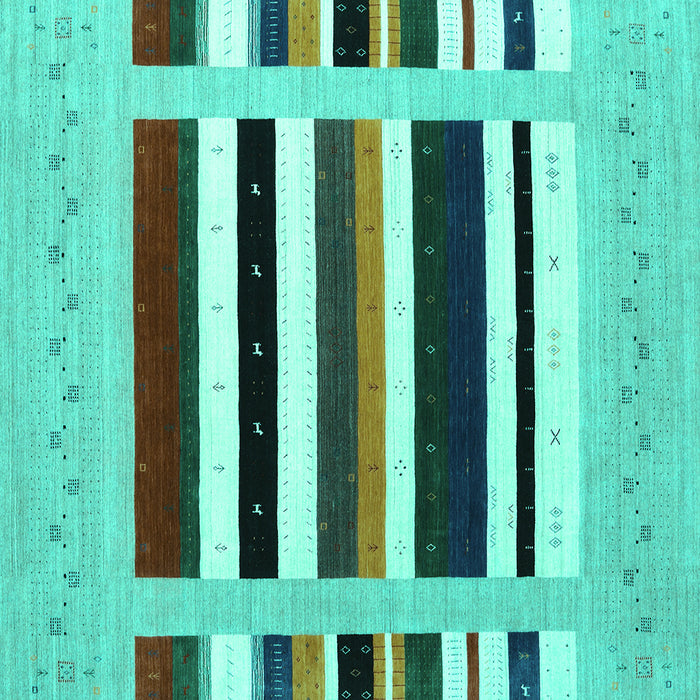 Square Abstract Turquoise Contemporary Rug, con1905turq