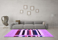 Machine Washable Abstract Purple Contemporary Rug, wshcon1905pur