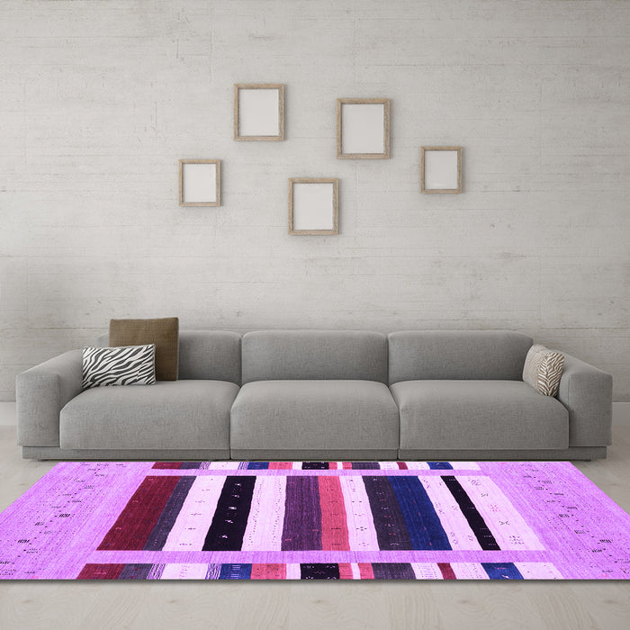 Machine Washable Abstract Purple Contemporary Area Rugs in a Living Room, wshcon1905pur