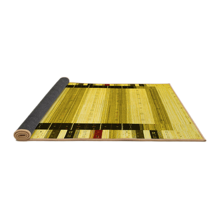 Sideview of Abstract Yellow Contemporary Rug, con1906yw