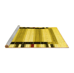 Sideview of Machine Washable Abstract Yellow Contemporary Rug, wshcon1906yw