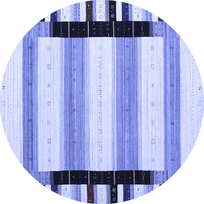 Round Machine Washable Abstract Blue Contemporary Rug, wshcon1906blu