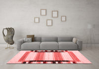 Machine Washable Abstract Red Contemporary Rug, wshcon1906red