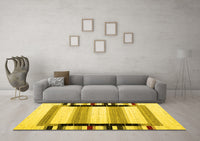 Machine Washable Abstract Yellow Contemporary Rug, wshcon1906yw