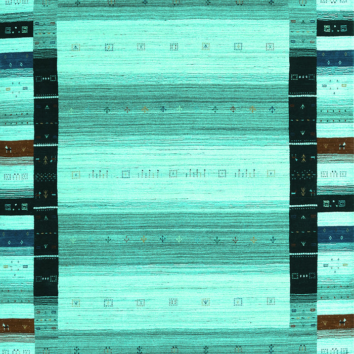 Machine Washable Abstract Turquoise Contemporary Area Rugs, wshcon1906turq