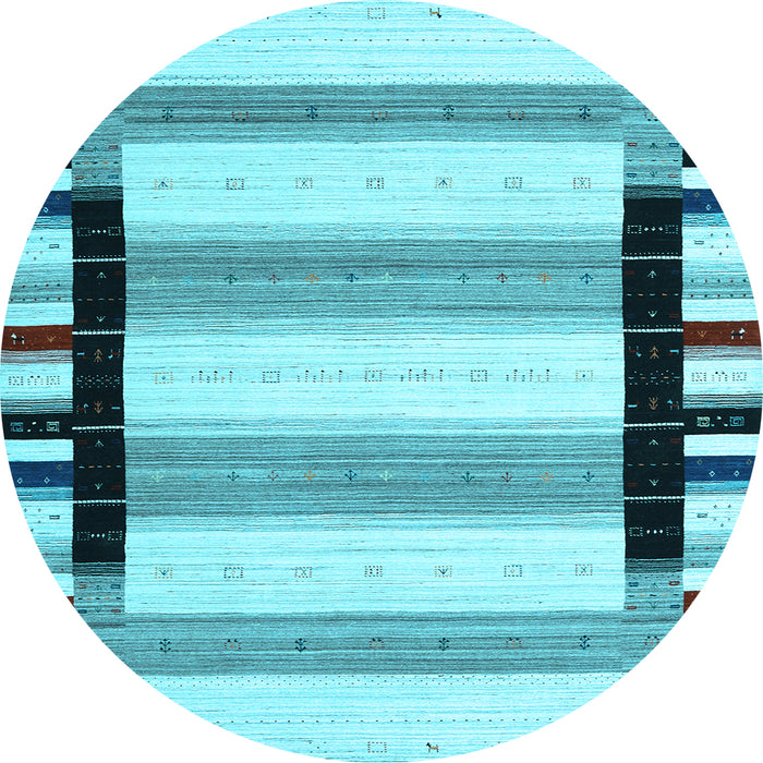 Round Machine Washable Abstract Light Blue Contemporary Rug, wshcon1906lblu