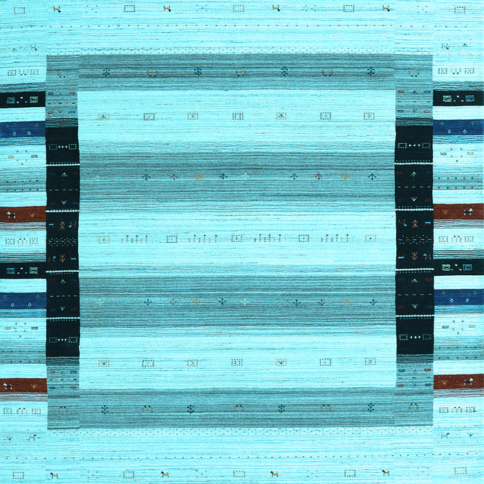 Square Machine Washable Abstract Light Blue Contemporary Rug, wshcon1906lblu