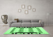 Machine Washable Abstract Emerald Green Contemporary Area Rugs in a Living Room,, wshcon1906emgrn