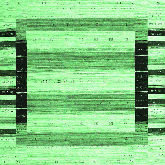 Square Machine Washable Abstract Emerald Green Contemporary Area Rugs, wshcon1906emgrn