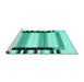 Sideview of Machine Washable Abstract Turquoise Contemporary Area Rugs, wshcon1906turq