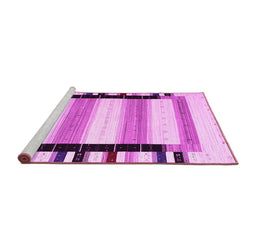 Sideview of Machine Washable Abstract Pink Contemporary Rug, wshcon1906pnk