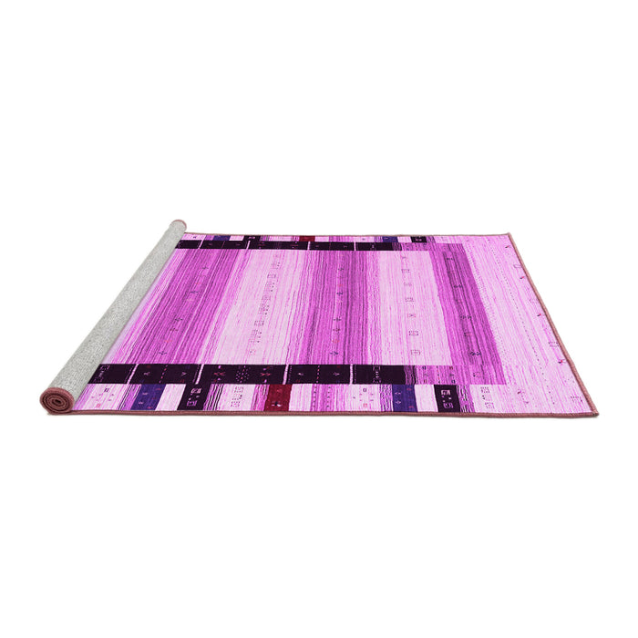 Sideview of Machine Washable Abstract Pink Contemporary Rug, wshcon1906pnk