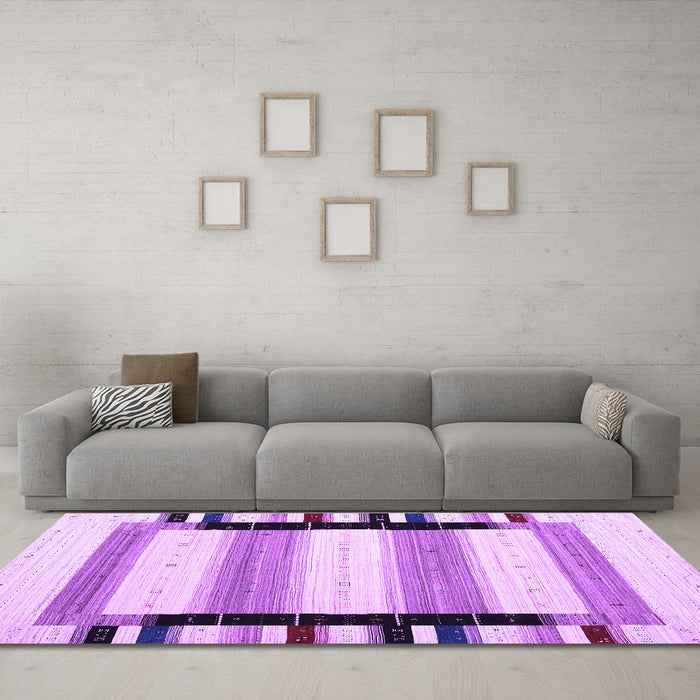 Machine Washable Abstract Purple Contemporary Area Rugs in a Living Room, wshcon1906pur