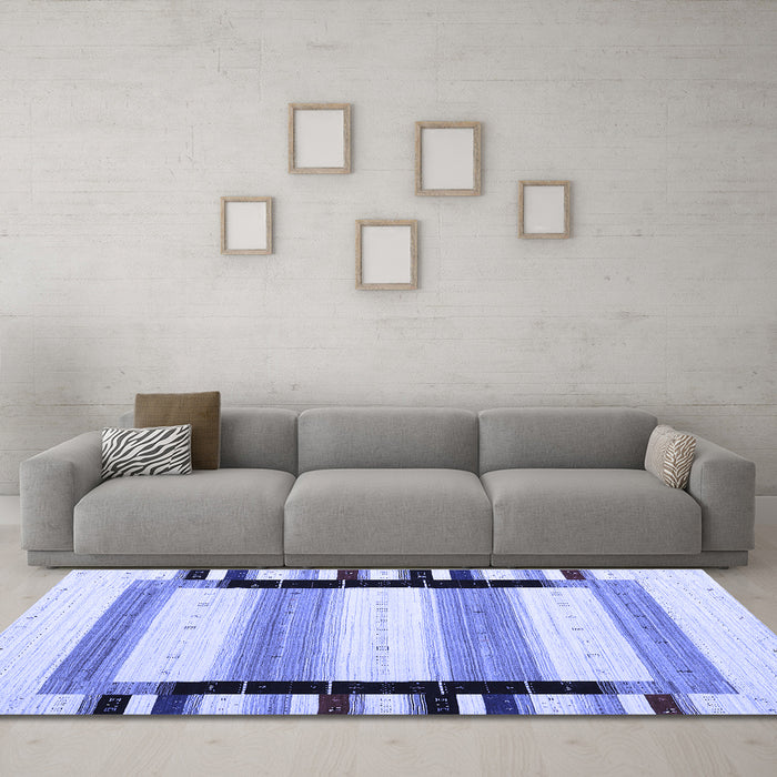 Machine Washable Abstract Blue Contemporary Rug in a Living Room, wshcon1906blu