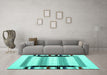 Machine Washable Abstract Turquoise Contemporary Area Rugs in a Living Room,, wshcon1906turq