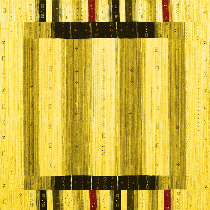 Square Abstract Yellow Contemporary Rug, con1906yw