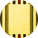 Round Solid Yellow Modern Rug, con1907yw