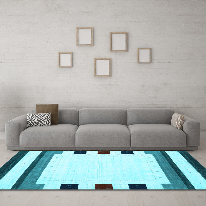 Machine Washable Solid Light Blue Modern Rug in a Living Room, wshcon1907lblu