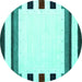 Round Solid Turquoise Modern Rug, con1907turq