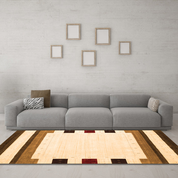 Machine Washable Solid Orange Modern Area Rugs in a Living Room, wshcon1907org