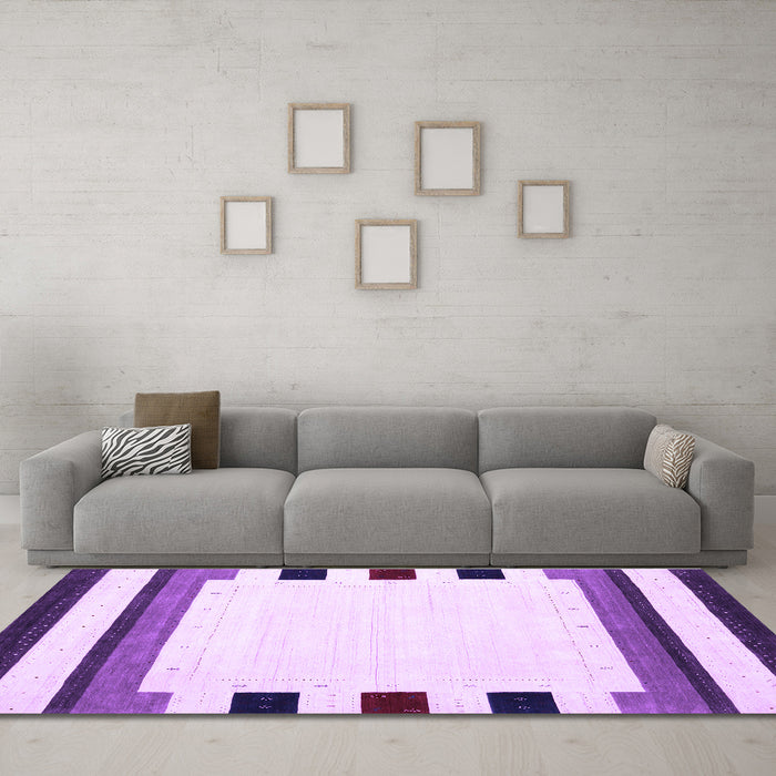 Machine Washable Solid Purple Modern Area Rugs in a Living Room, wshcon1907pur