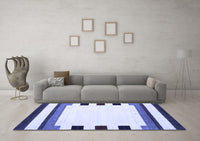 Machine Washable Solid Blue Modern Rug, wshcon1907blu