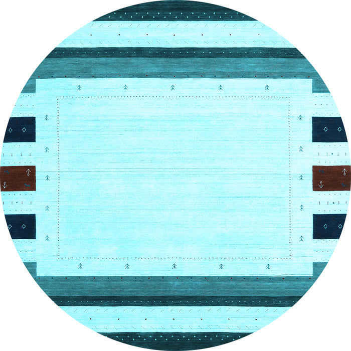 Round Machine Washable Solid Light Blue Modern Rug, wshcon1907lblu