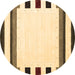 Round Solid Brown Modern Rug, con1907brn