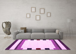 Machine Washable Solid Pink Modern Rug in a Living Room, wshcon1907pnk