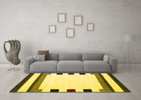 Machine Washable Solid Yellow Modern Rug, wshcon1907yw