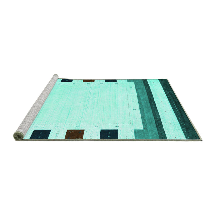 Sideview of Machine Washable Solid Turquoise Modern Area Rugs, wshcon1907turq