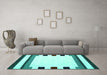 Machine Washable Solid Turquoise Modern Area Rugs in a Living Room,, wshcon1907turq