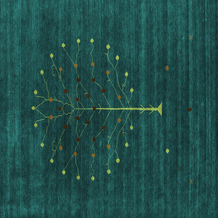 Square Machine Washable Abstract Turquoise Contemporary Area Rugs, wshcon1908turq