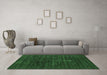 Machine Washable Abstract Emerald Green Contemporary Area Rugs in a Living Room,, wshcon1908emgrn