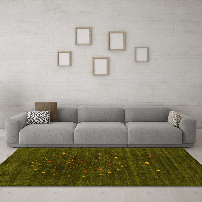 Machine Washable Abstract Yellow Contemporary Rug in a Living Room, wshcon1908yw