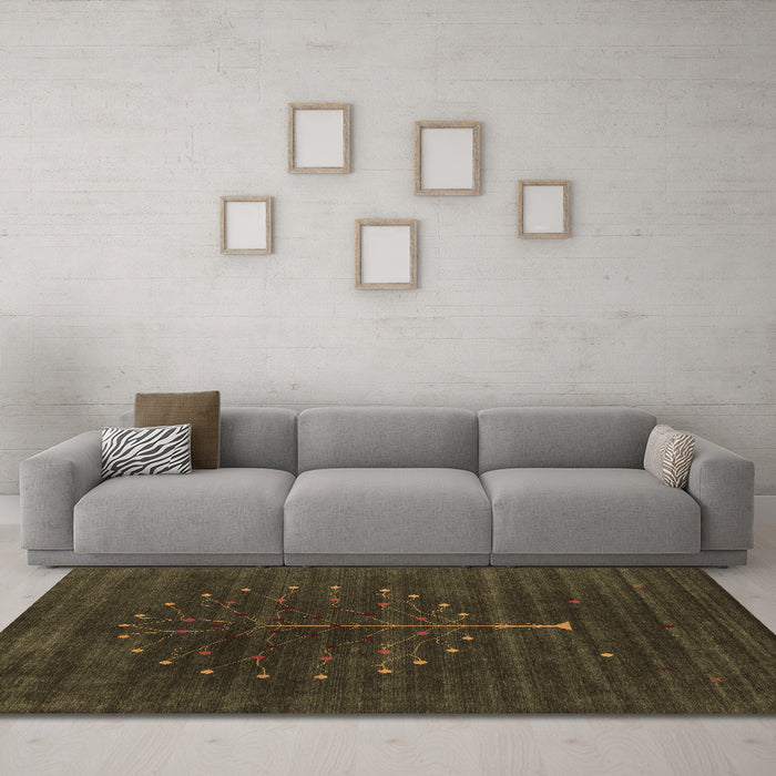 Machine Washable Abstract Brown Contemporary Rug in a Living Room,, wshcon1908brn