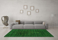 Machine Washable Abstract Green Contemporary Rug, wshcon1908grn