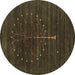 Round Abstract Brown Contemporary Rug, con1908brn