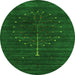 Machine Washable Abstract Green Contemporary Area Rugs, wshcon1908grn