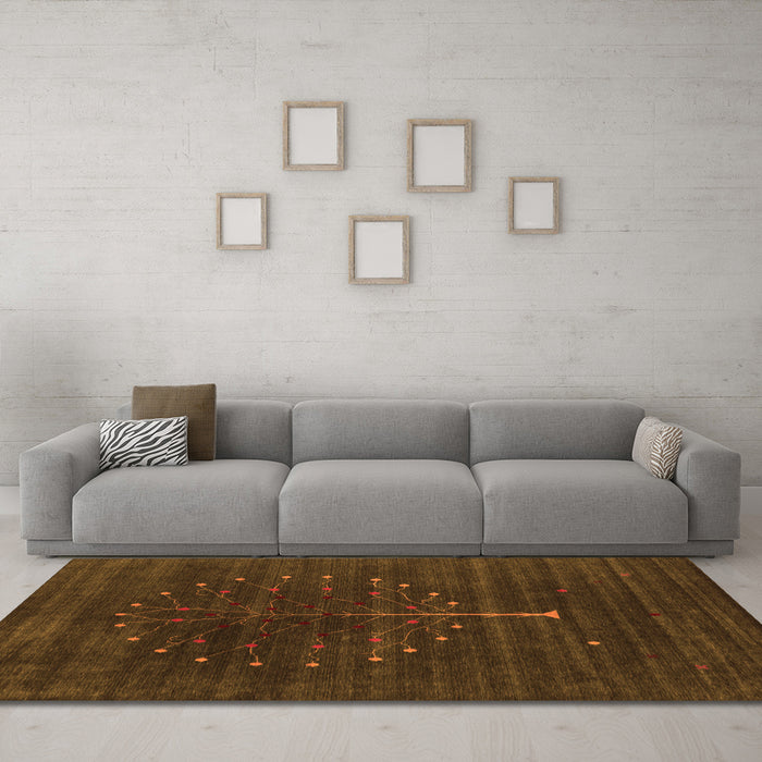 Machine Washable Abstract Orange Contemporary Area Rugs in a Living Room, wshcon1908org