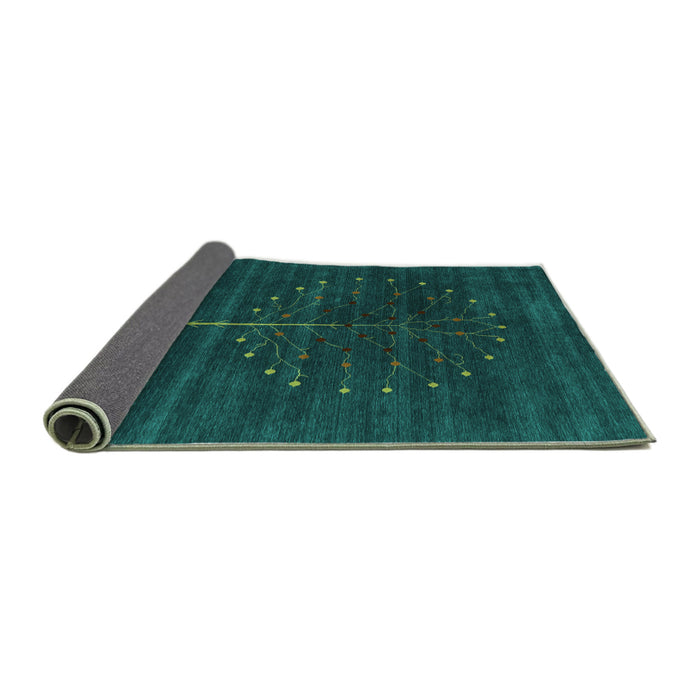 Sideview of Abstract Turquoise Contemporary Rug, con1908turq