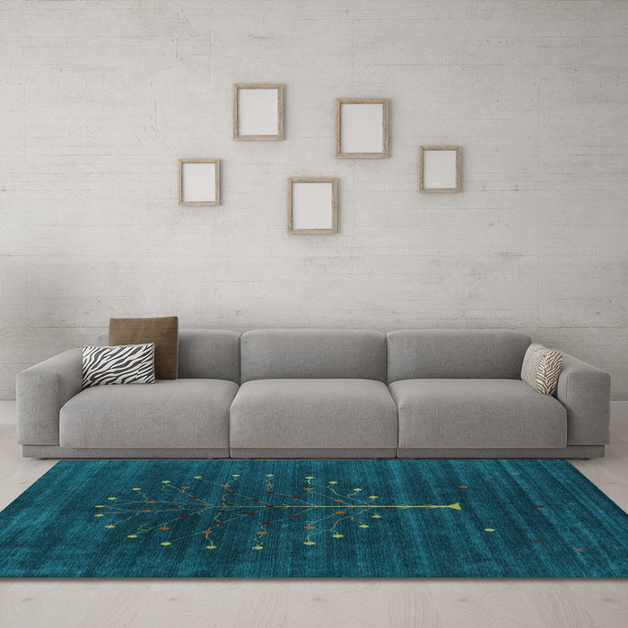 Machine Washable Abstract Light Blue Contemporary Rug in a Living Room, wshcon1908lblu