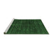 Sideview of Machine Washable Abstract Emerald Green Contemporary Area Rugs, wshcon1908emgrn