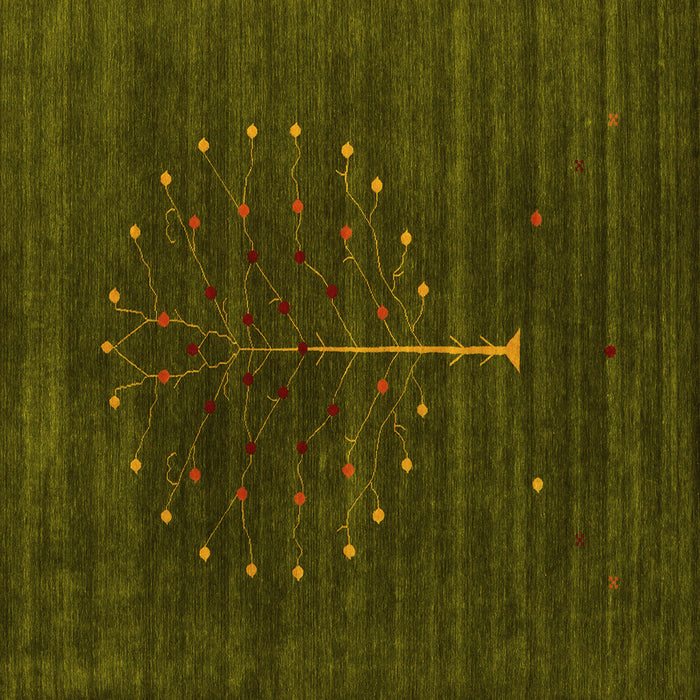 Square Machine Washable Abstract Yellow Contemporary Rug, wshcon1908yw