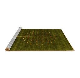 Sideview of Machine Washable Abstract Yellow Contemporary Rug, wshcon1908yw