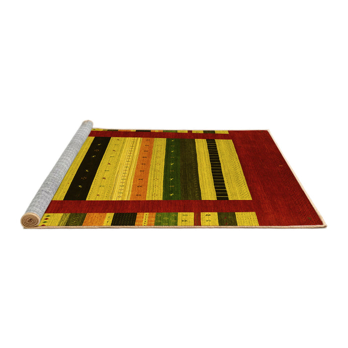 Sideview of Machine Washable Abstract Yellow Contemporary Rug, wshcon1909yw