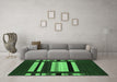 Machine Washable Abstract Emerald Green Contemporary Area Rugs in a Living Room,, wshcon1909emgrn