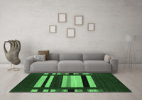 Machine Washable Abstract Emerald Green Contemporary Rug, wshcon1909emgrn