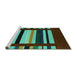 Sideview of Machine Washable Abstract Turquoise Contemporary Area Rugs, wshcon1909turq