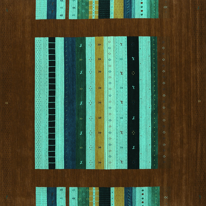 Square Machine Washable Abstract Turquoise Contemporary Area Rugs, wshcon1909turq